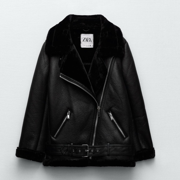 ZARA Double Faced Faux Leather Biker Jacket XS - Picture 13 of 15